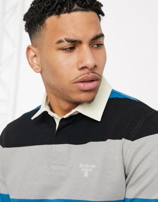Barbour Beacon stripe rugby polo shirt-Blue