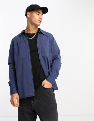 Barbour Beacon zip through overshirt in blue - ASOS Price Checker