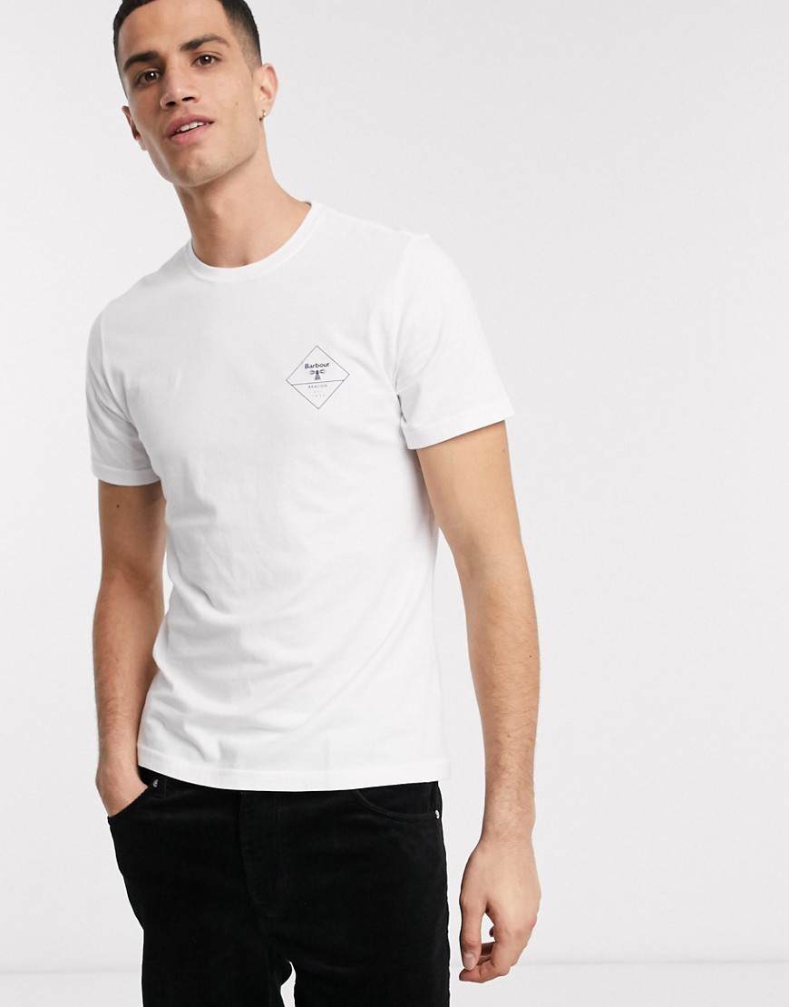 Barbour Beacon - T-shirt bianca con logo squadrato-Bianco