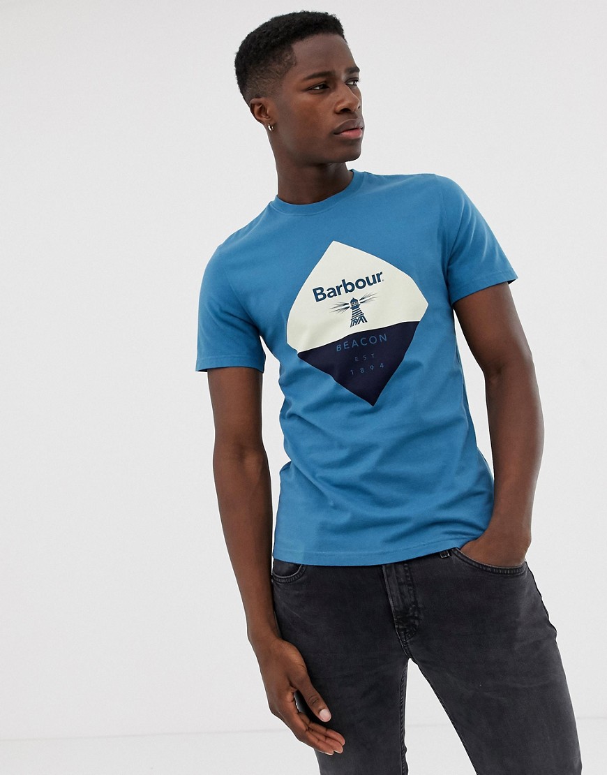 Barbour Beacon - T-shirt blu con logo grande a rombo