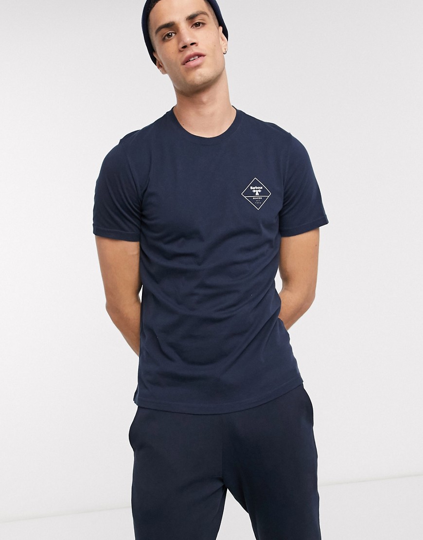 Barbour Beacon - T-shirt blu navy con logo squadrato