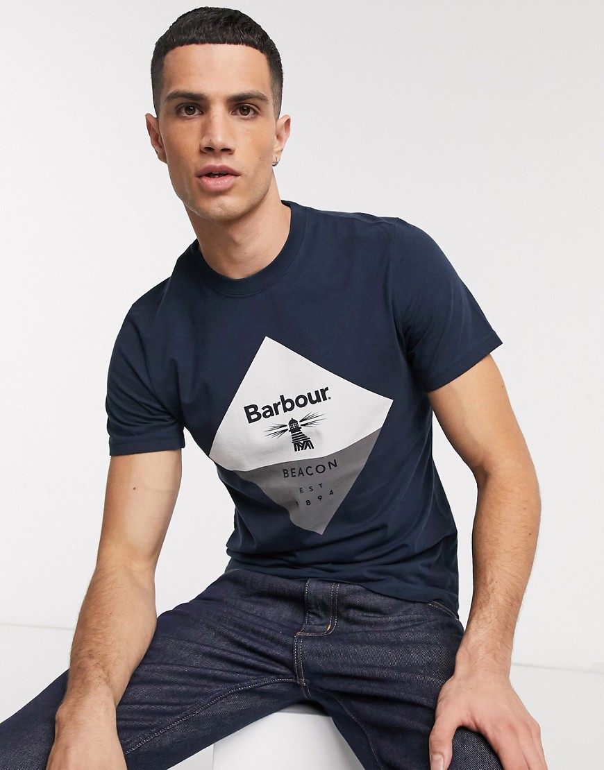 Barbour Beacon - T-shirt blu navy con strass