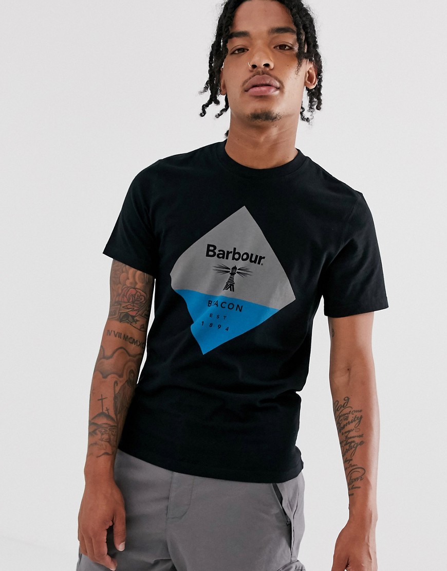 Barbour Beacon - T-shirt nera con logo a rombo-Nero