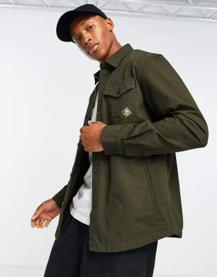 twill overshirt in green