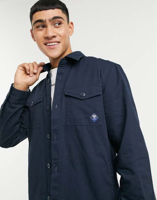 Barbour Beacon twill overshirt in navy