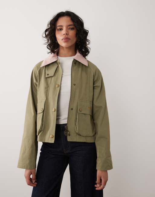 Barbour Beadnell cropped cotton jacket in khaki, 2 of 5