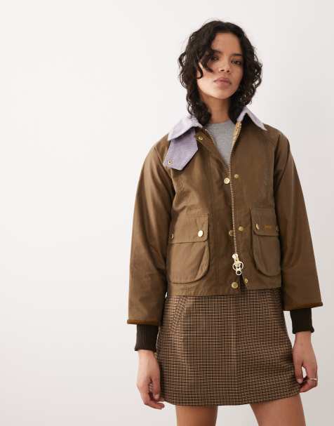 Barbour Beadnell cropped wax jacket in brown - view 1