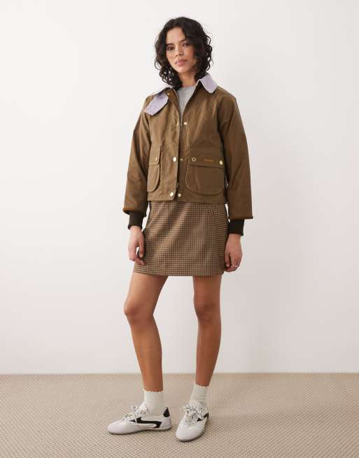 Barbour Beadnell cropped wax jacket in brown, 2 of 4