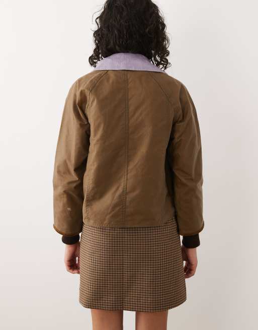 Barbour Beadnell cropped wax jacket in brown, 4 of 4