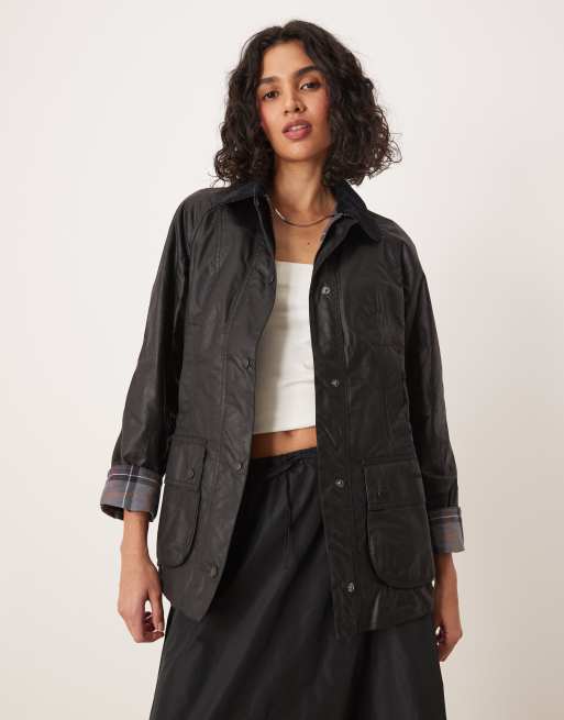 Barbour Beadnell Gewachste Jacke in Schwarz