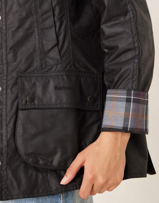 Barbour Beadnell wax jacket in black, 2 of 4