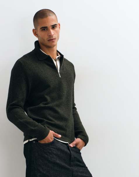 Barbour Bearsted knitted half zip polo shirt in sage green