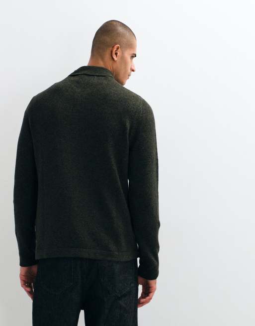 Barbour Bearsted knitted half zip polo shirt in sage green, 3 of 5