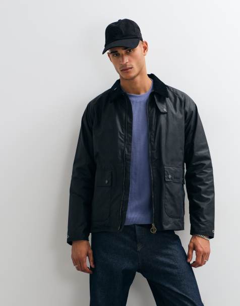 Barbour Bedale short wax jacket in navy - view 1