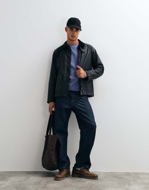 Barbour Bedale short wax jacket in navy, 2 of 5