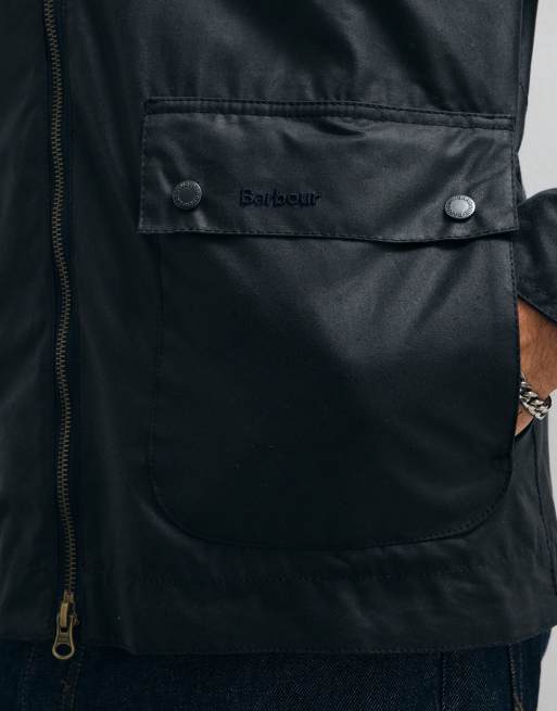 Barbour Bedale short wax jacket in navy, 4 of 5