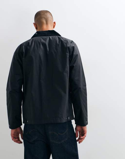 Barbour Bedale short wax jacket in navy, 5 of 5