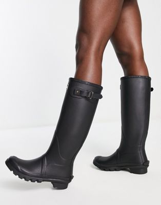 Barbour Bede classic wellington boot with tartan lining in black