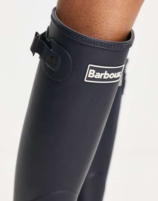 Barbour Bede classic wellington boot with tartan lining in navy, 4 of 4