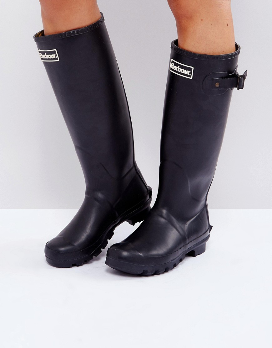 Barbour Bede classic welly boot with tartan lining-Black