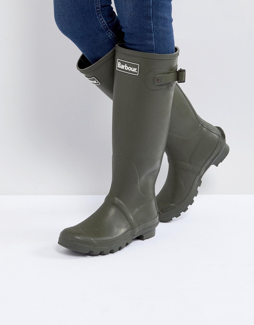 Barbour Bede classic welly boot with tartan lining-Green