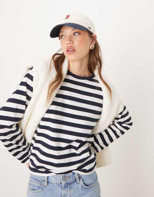 Barbour Bede oversized top in navy stripe