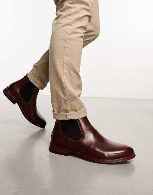 Boots Homme Confort Imperméable Cuir Acajou