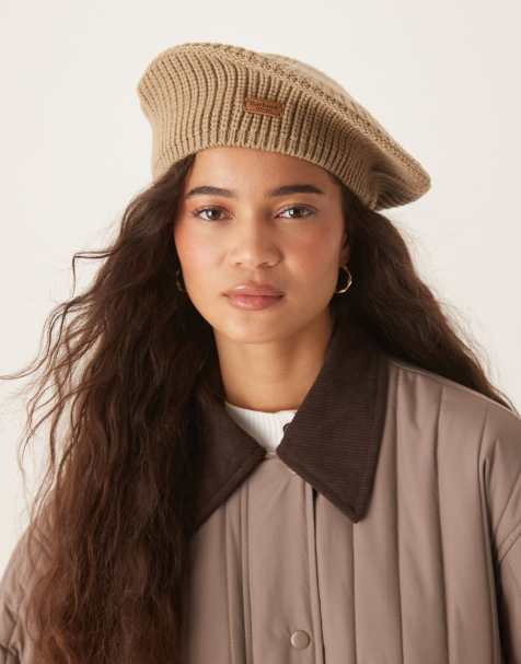 Barbour Beldon beret beanie hat in honey  - view 1