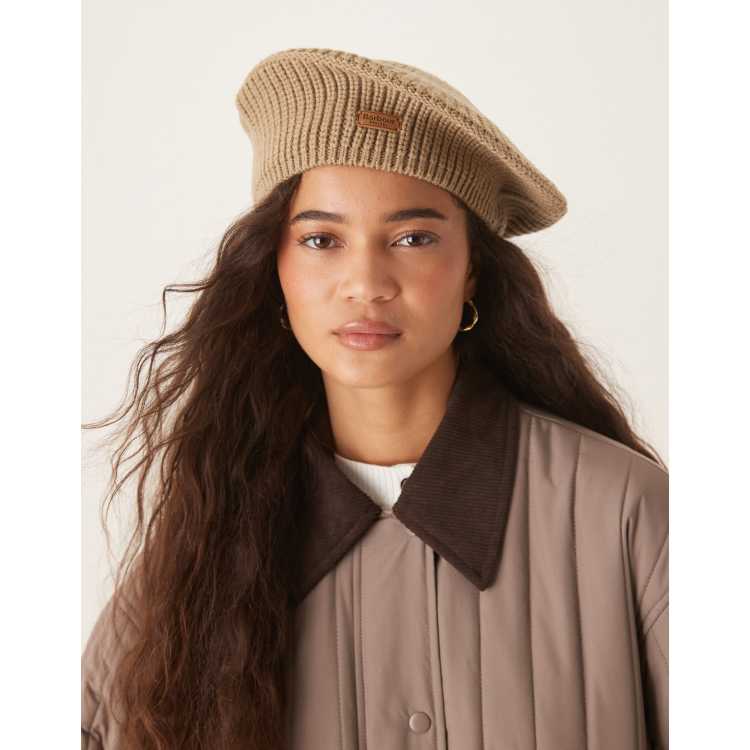 Barbour Beldon beret beanie hat in honey ASOS