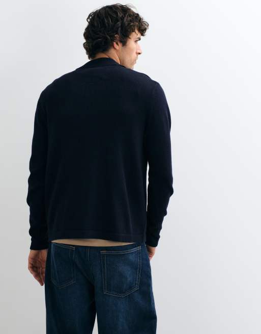 Barbour Bellam knitted button through cardigan in navy, 4 of 5