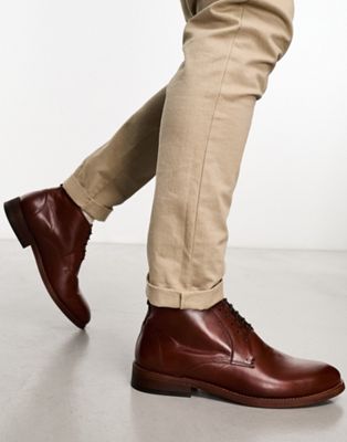 Barbour Benwell lace up boots in mahogany