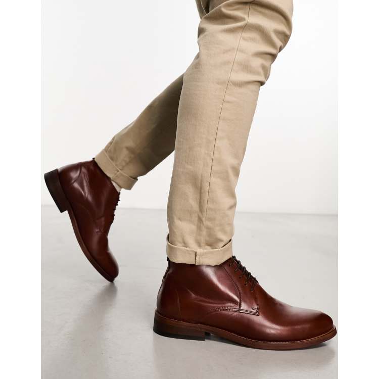 Barbour Benwell lace up boots in mahogany