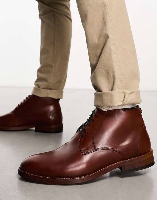 Barbour Benwell lace up boots in mahogany