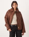 [Barbour] Barbour Bernadette quilted jacket in vicuna / hessian tartan-Brown 8 brown tartan