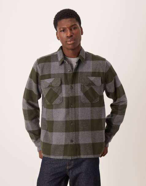 Barbour Bertow relaxed gingham shirt in dark green - MGREEN - view 1