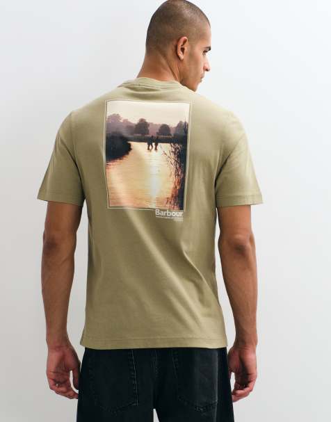 Barbour Birchcliffe short sleeve relaxed graphic t-shirt with back print in khaki - view 1