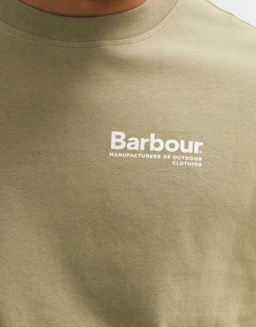 Barbour Birchcliffe short sleeve relaxed graphic t-shirt with back print in khaki, 3 of 5