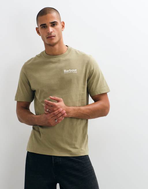 Barbour Birchcliffe short sleeve relaxed graphic t-shirt with back print in khaki, 4 of 5