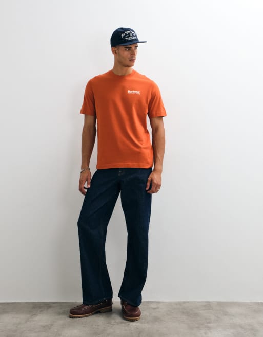 Barbour Birchcliffe short sleeve relaxed graphic t-shirt with back print in rust orange, 2 of 5