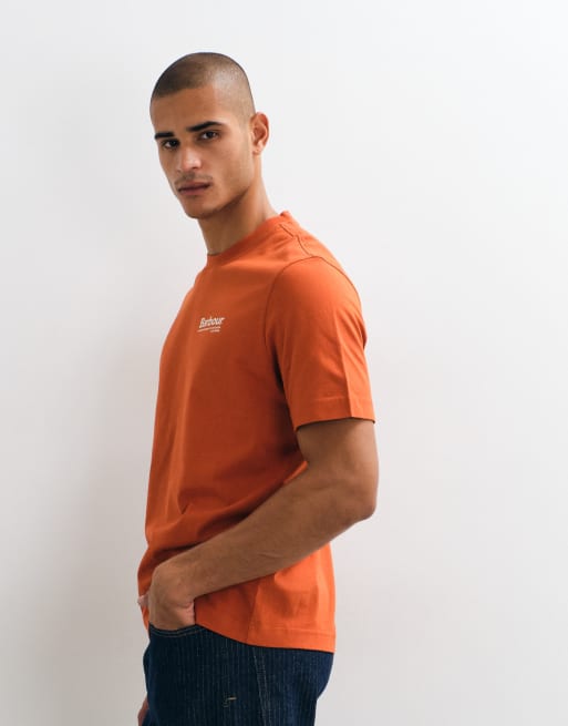 Barbour Birchcliffe short sleeve relaxed graphic t-shirt with back print in rust orange, 5 of 5