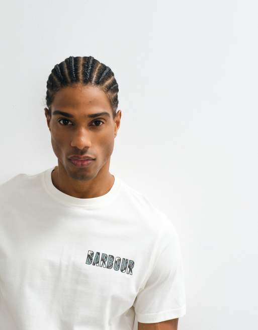 Barbour Birdsall  short sleeve graphic tailored t-shirt in cream, 3 of 5