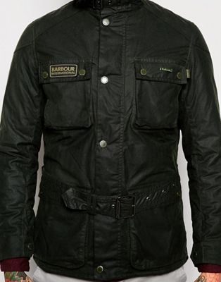 barbour international blackwell wax jacket in sage