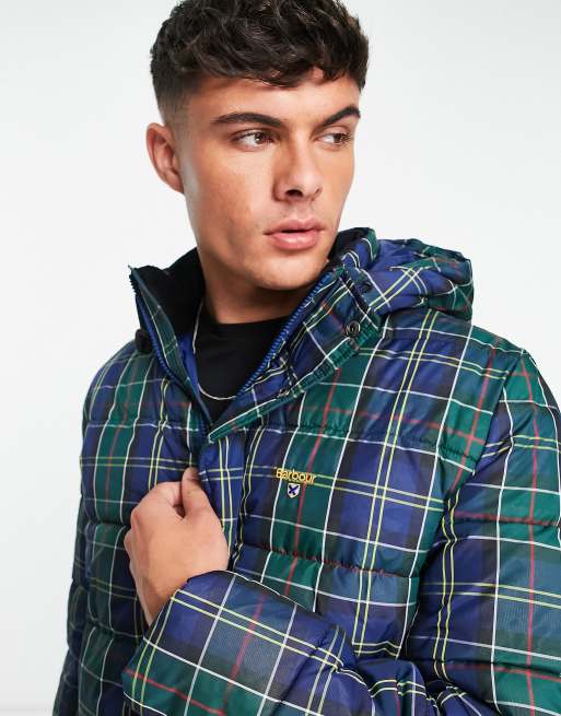 Barbour Blaine - Polstret frakke i marineblåt skotsktern, 2 af 4