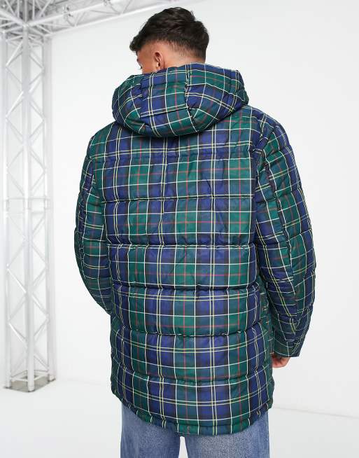 Barbour Blaine - Polstret frakke i marineblåt skotsktern, 3 af 4