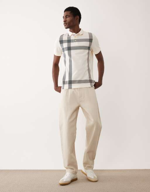 Barbour Blaine short sleeve tartan check polo shirt in beige, 2 of 5