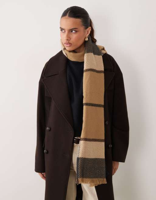 Barbour Blair Acrylic knit tartan check scarf in beige, 3 of 3