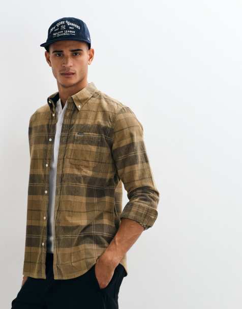 Barbour Blair long sleeve tailored tartan cord shirt in beige - view 1