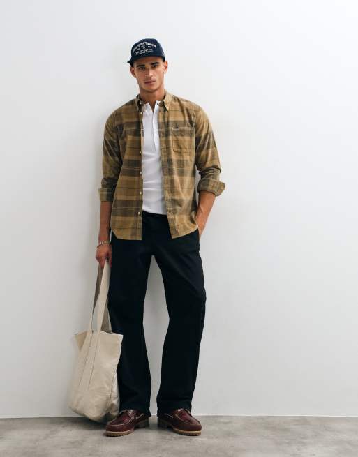 Barbour Blair long sleeve tailored tartan cord shirt in beige, 2 of 5