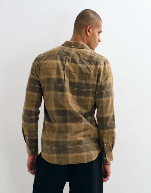 Barbour Blair long sleeve tailored tartan cord shirt in beige, 3 of 5
