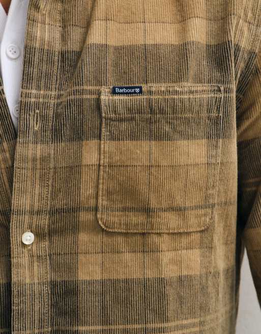 Barbour Blair long sleeve tailored tartan cord shirt in beige, 4 of 5